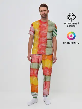 Мужская пижама с брюками / Мармеладки леденцы