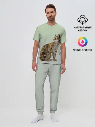 Мужская пижама с брюками / дикий кот оцелот