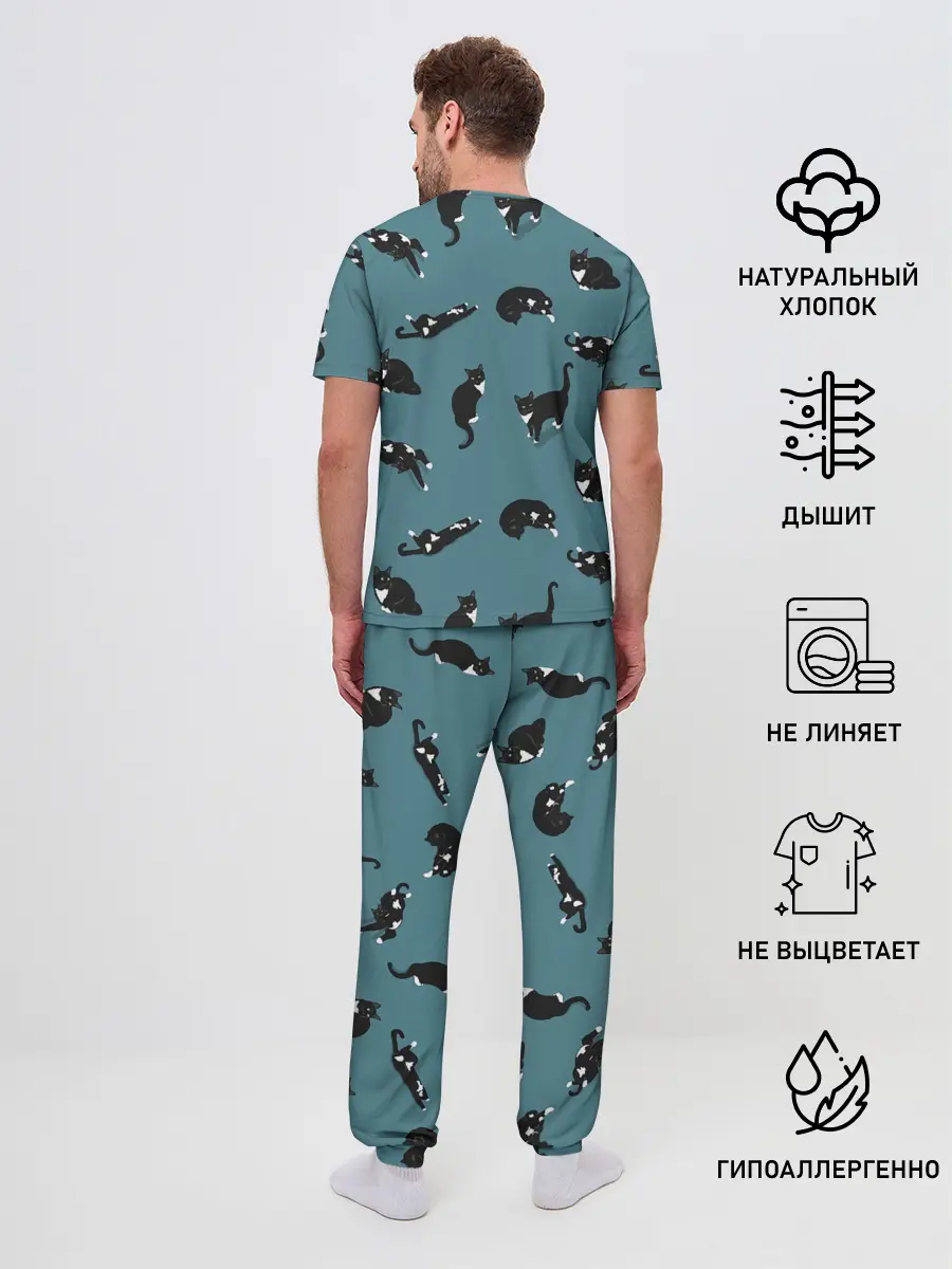 Мужская пижама с брюками / Коты и кошечки