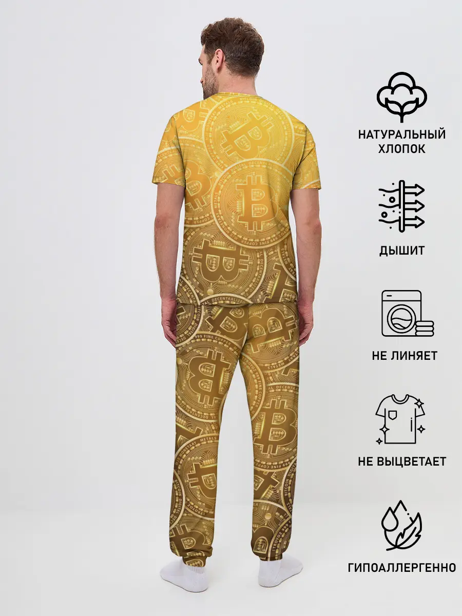 Мужская пижама с брюками / БИТКОИН МОНЕТЫ
