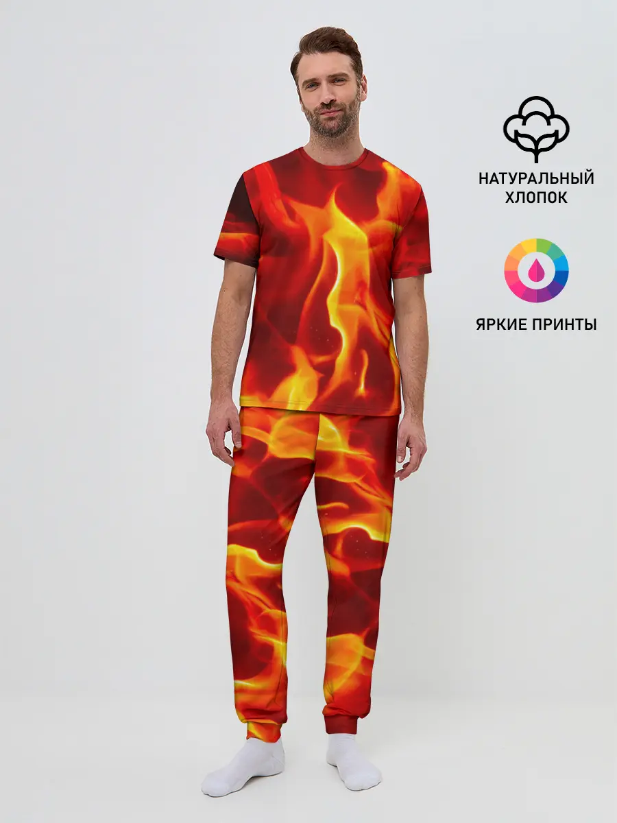 Мужская пижама с брюками / Пламенный