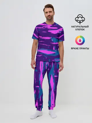 Мужская пижама с брюками / CYBERSTYLE NEON CAMOUFLAGE