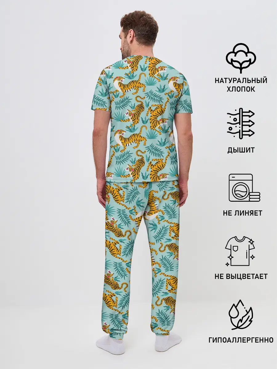 Мужская пижама с брюками / Рычащие Тигры Паттерн