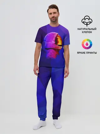 Мужская пижама с брюками / полигональный космонавт