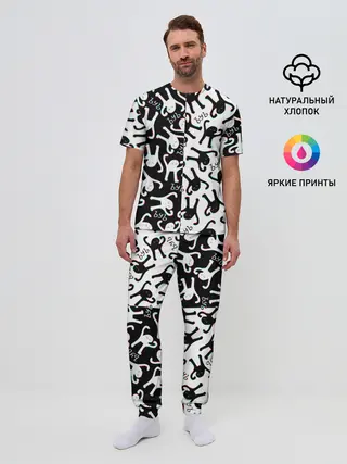 Мужская пижама с брюками / МЕМ КОТ ЪУЪ СЪУКА