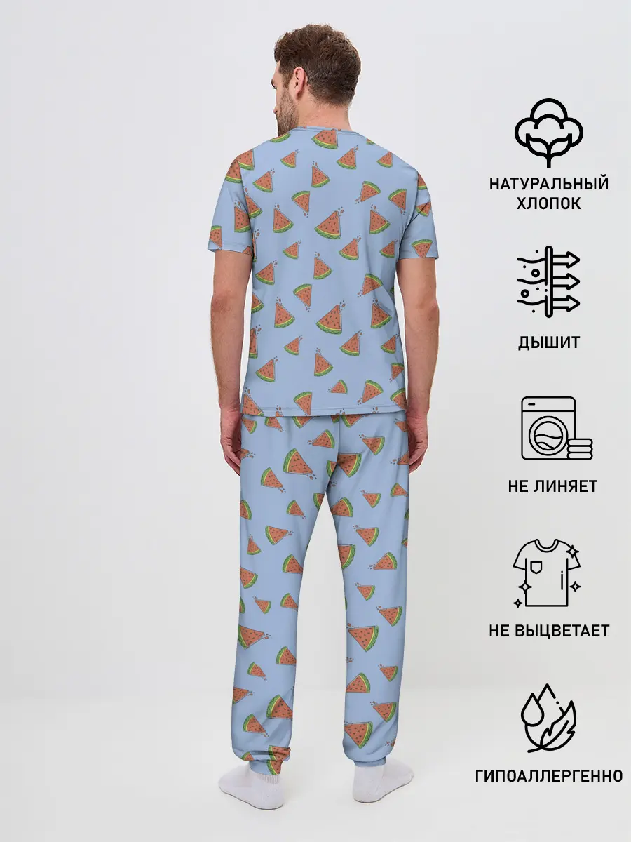 Мужская пижама с брюками / Кусочки арбуза