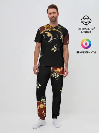 Мужская пижама с брюками / Узор - Хохлома
