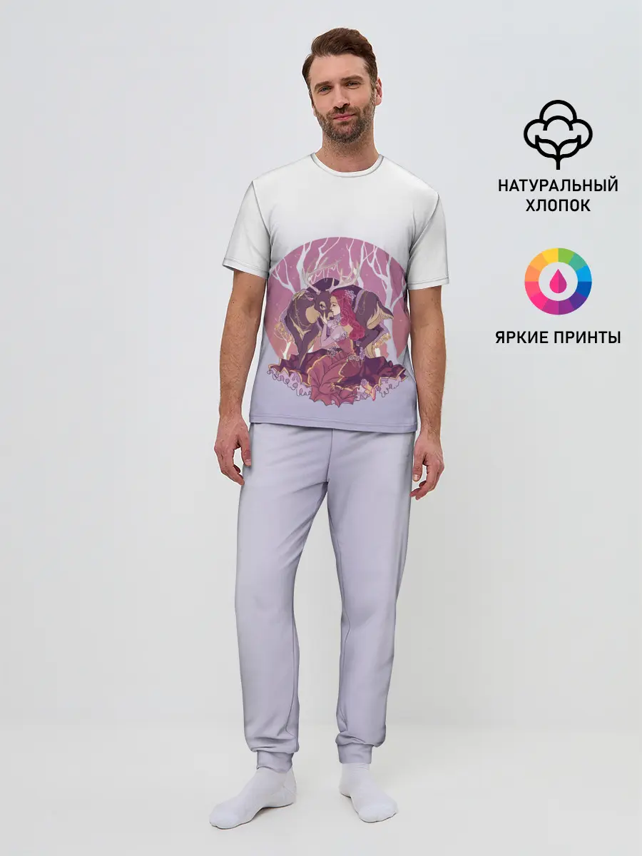 Мужская пижама с брюками / Принцесса и олень