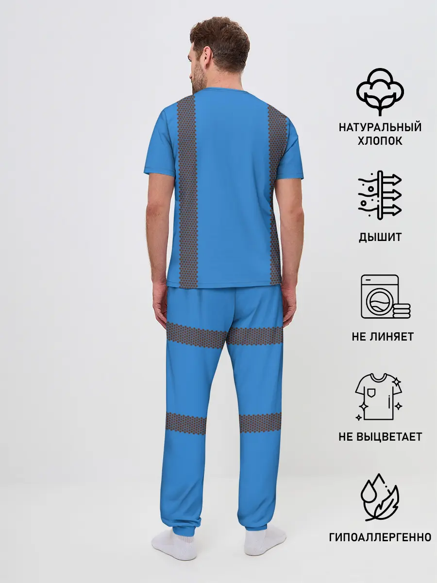 Мужская пижама с брюками / Спички blue