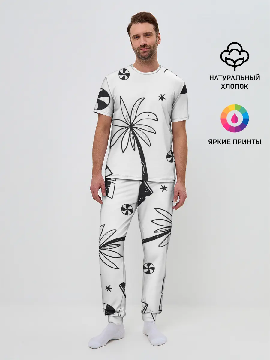 Мужская пижама с брюками / Летние вайбы