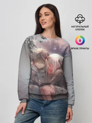 Женский свитшот / Ноль два и Хиро вместе