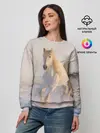 Женский свитшот / Белая лошадь на снегу