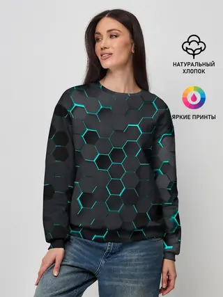 Женский свитшот / 3D соты BLUE