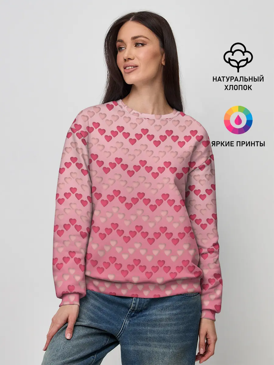 Женский свитшот / узор милые сердца зигзагами