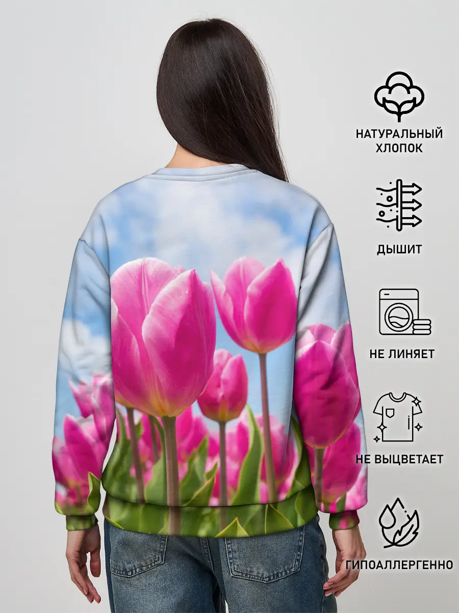 Женский свитшот / Розовые тюльпаны