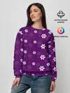 Женский свитшот / узор цветы на фиолетовом фоне