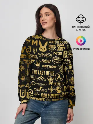 Женский свитшот / ЛОГОТИПЫ ИГР ЗОЛОТО | GOLDEN