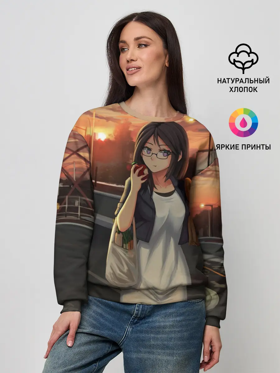 Женский свитшот / Девочка с продуктами