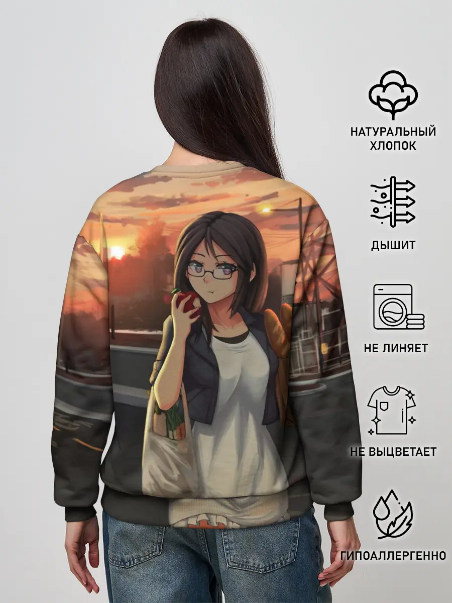 Женский свитшот / Девочка с продуктами