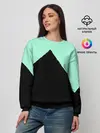 Женский свитшот / неровные зубья черный мятный