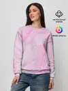 Женский свитшот / розовые разводы краска зефир