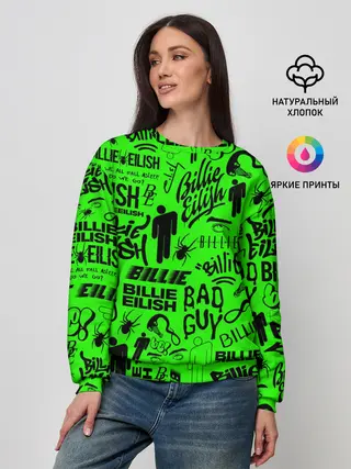 Женский свитшот / BILLIE EILISH | БИЛЛИ АЙЛИШ LOGOBOMBING