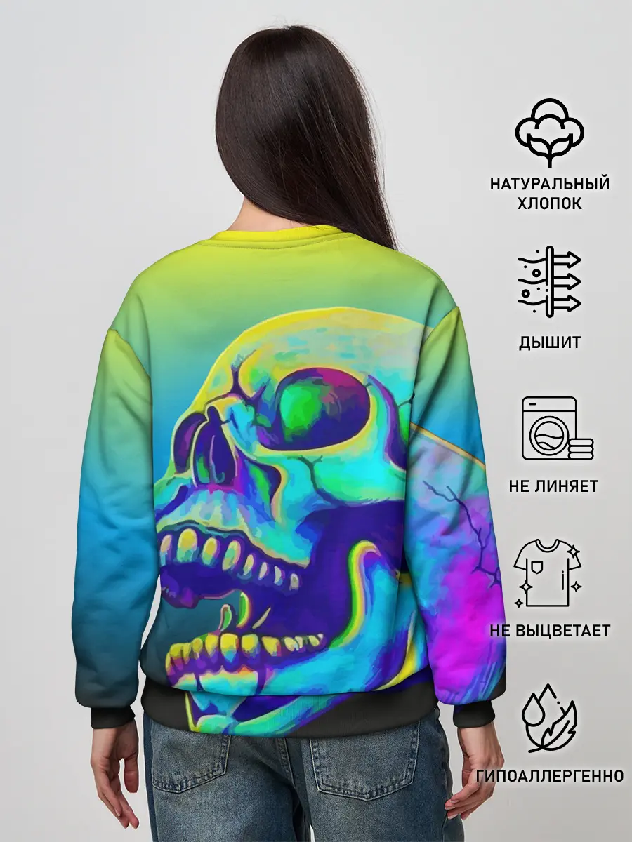 Женский свитшот / Neon skull