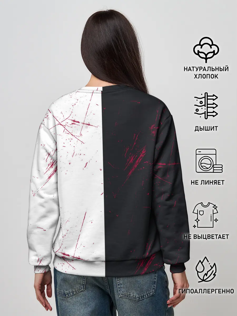 Женский свитшот / monokuma с пупком и иероглифами