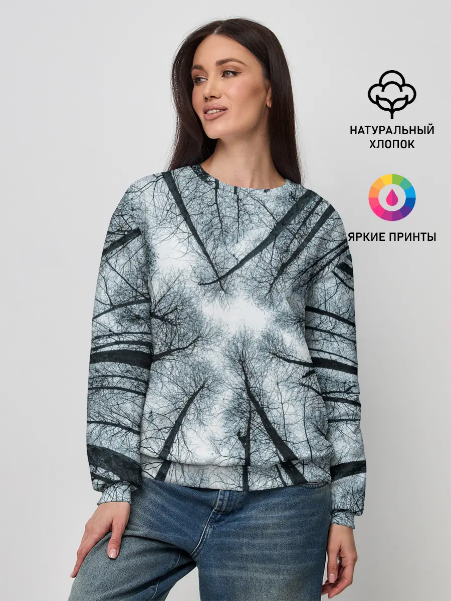 Женский свитшот / Деревья вид снизу мрачный