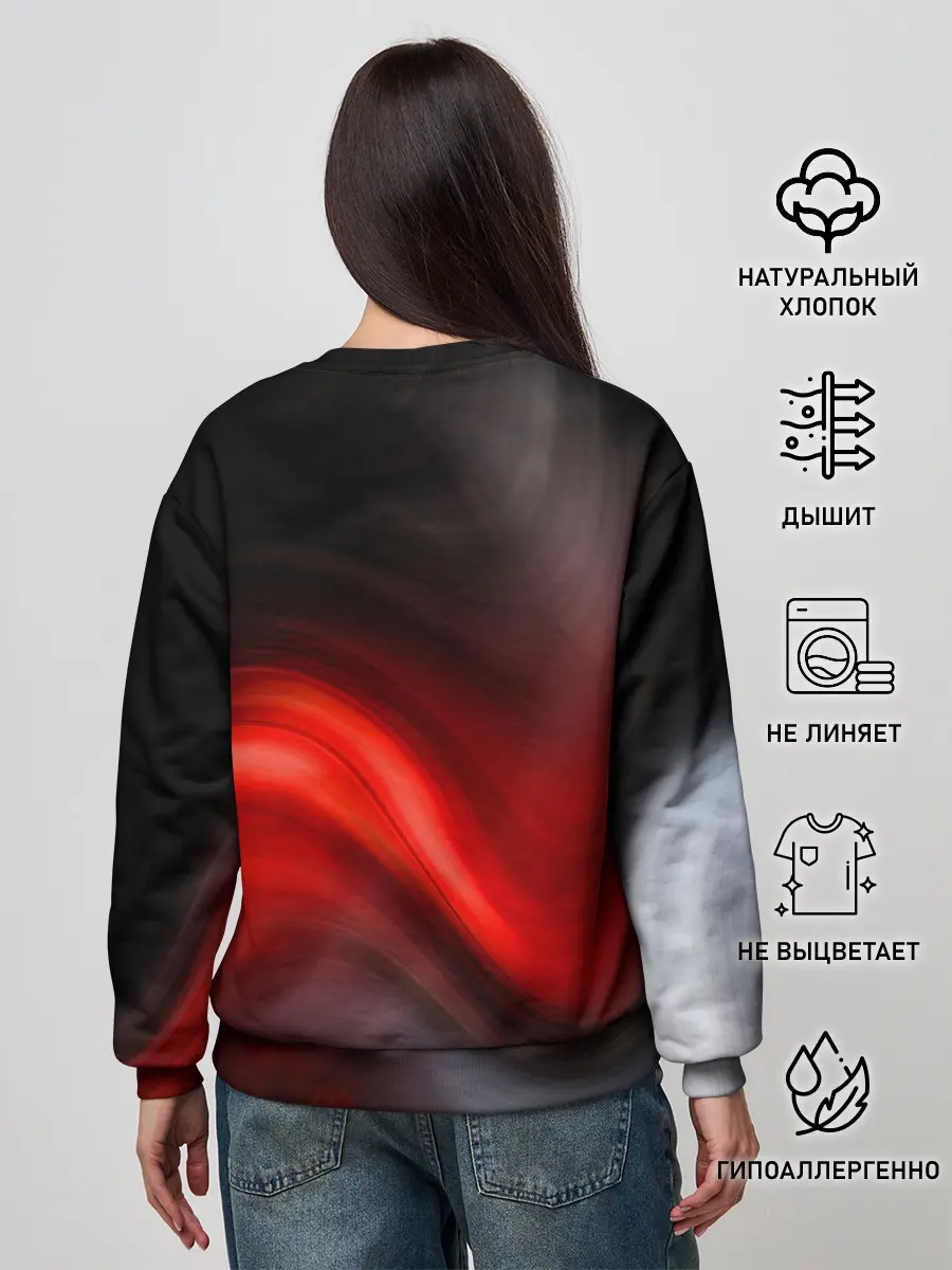 Женский свитшот / BLACK RED WAVES | АБСТРАКЦИЯ