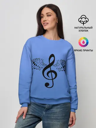 Женский свитшот / Скрипичный ключ и крылья ноты