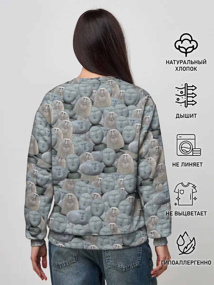Женский свитшот / Каменные лица 3D МЕМ 2020