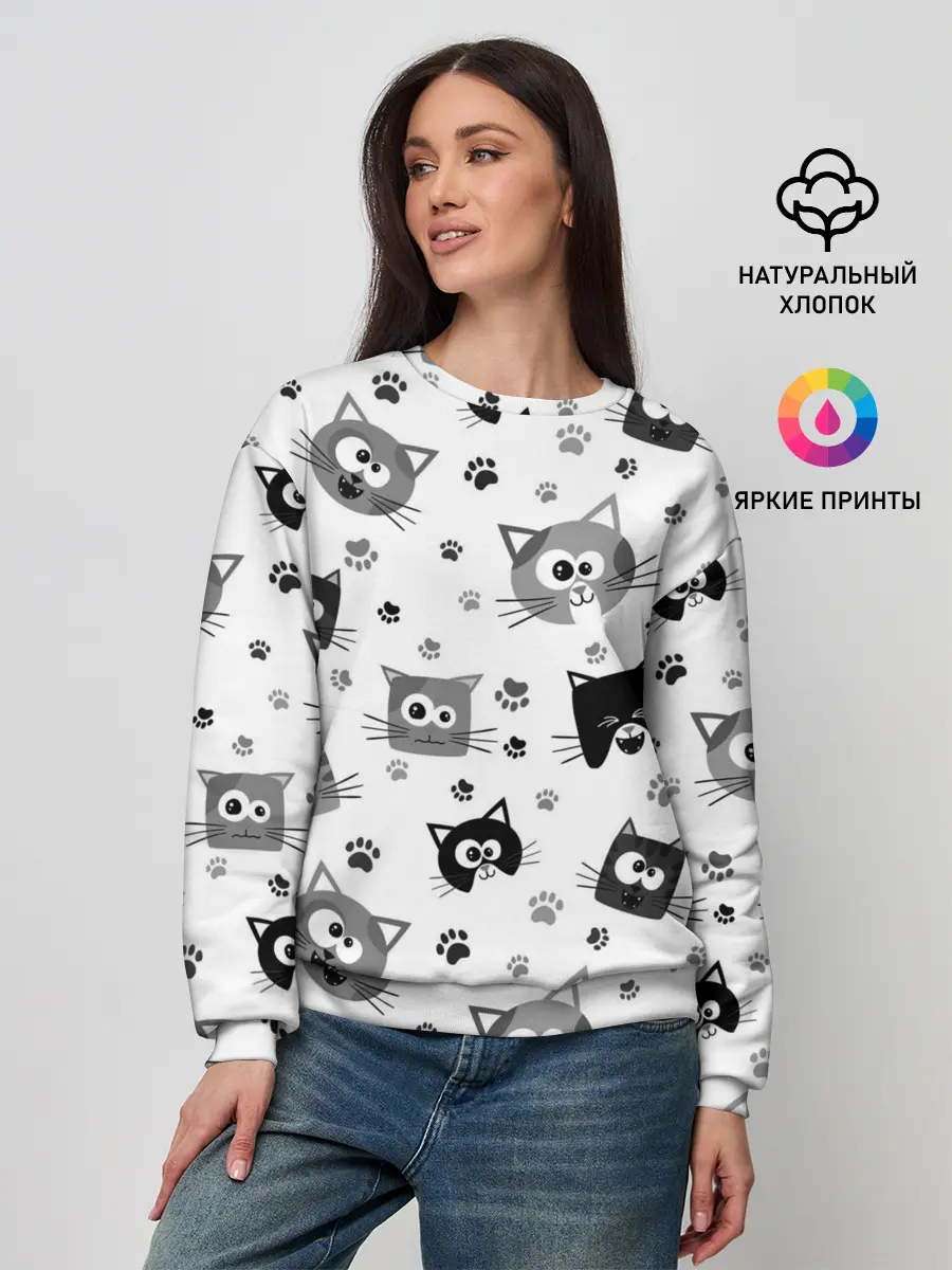 Женский свитшот / Котики | ЧБ