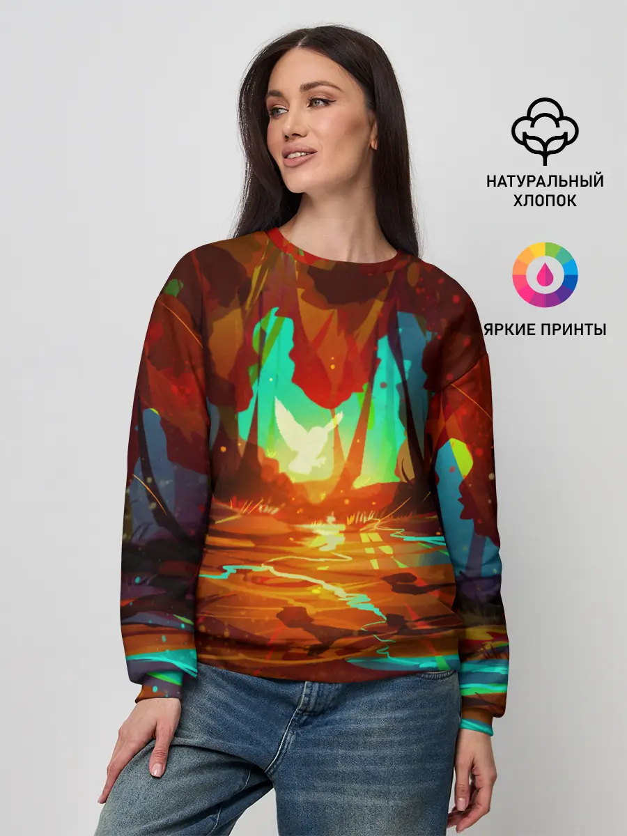 Женский свитшот / Птица света в волшебном лесу