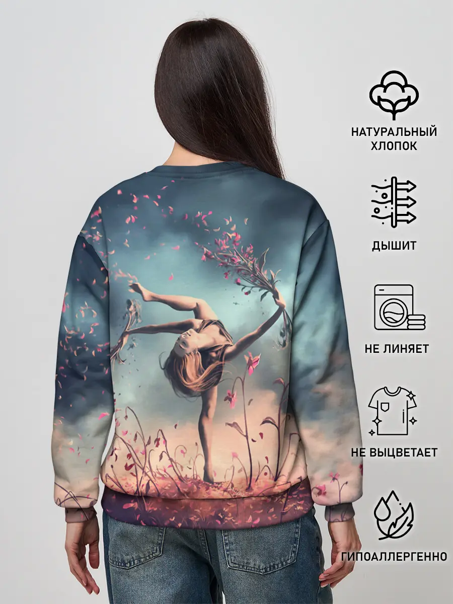 Женский свитшот / Танцующая с цветами ведьма