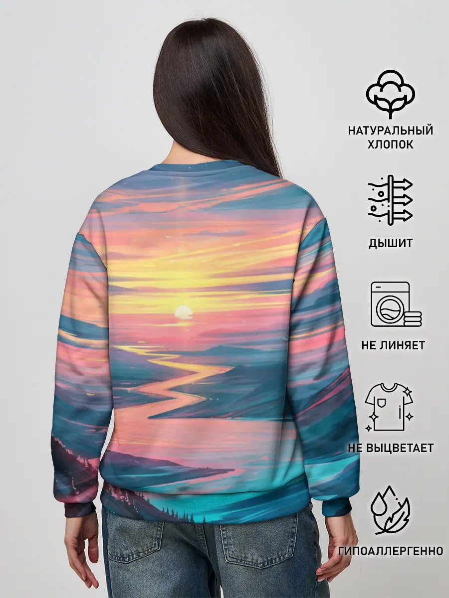 Женский свитшот / Извилистая река закат природа