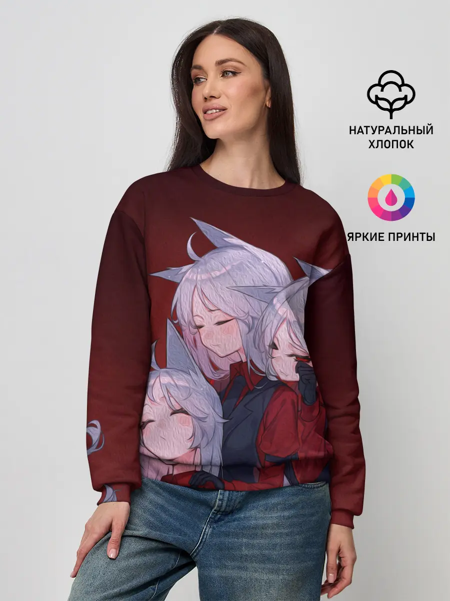 Женский свитшот / Cerberus обнимаются втроем Helltaker