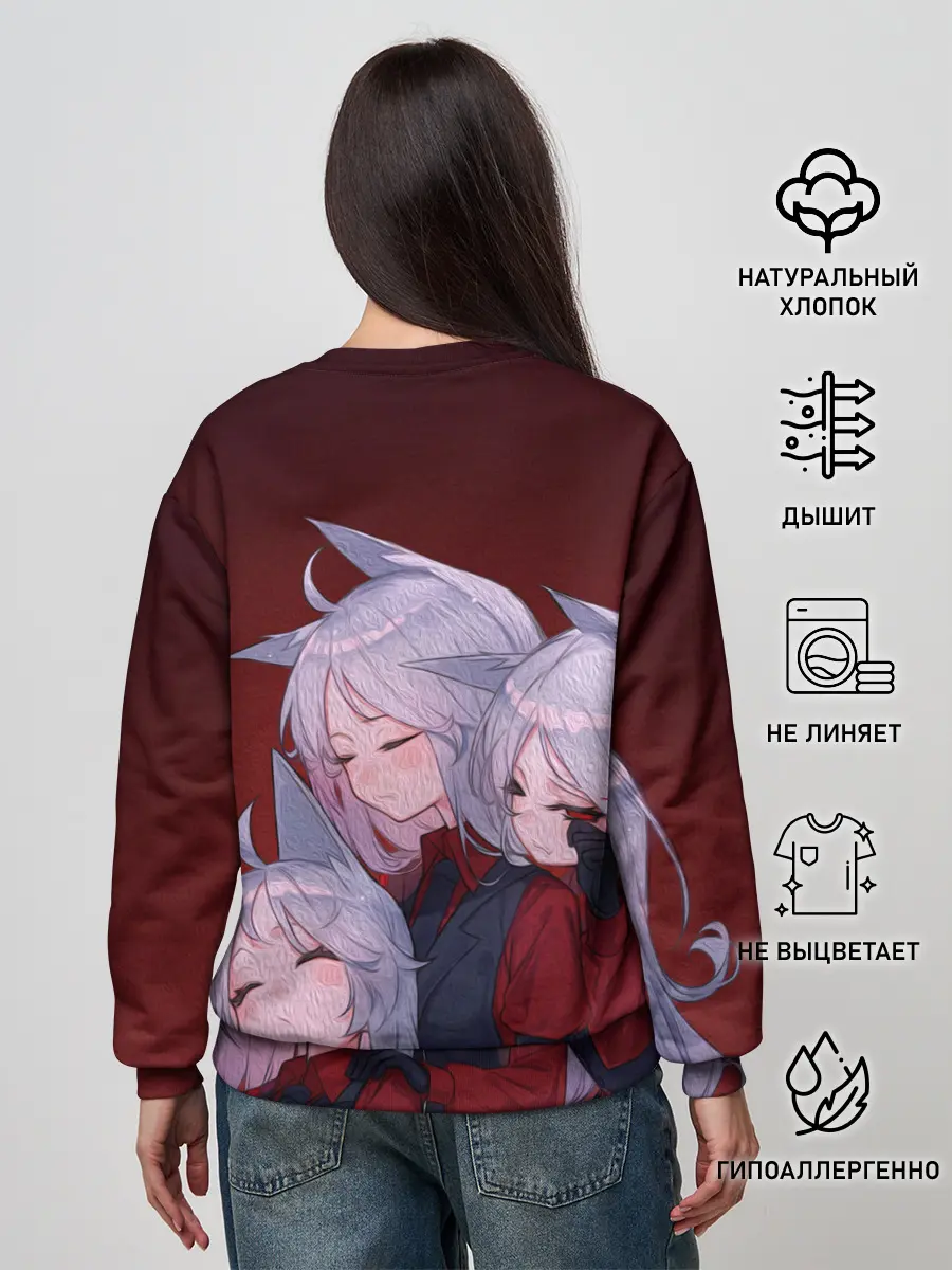 Женский свитшот / Cerberus обнимаются втроем Helltaker