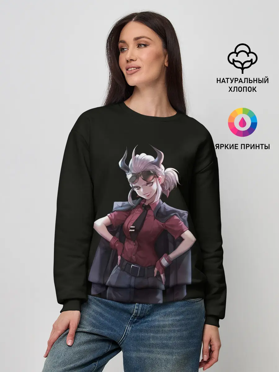 Женский свитшот / Героиня Helltaker стоит