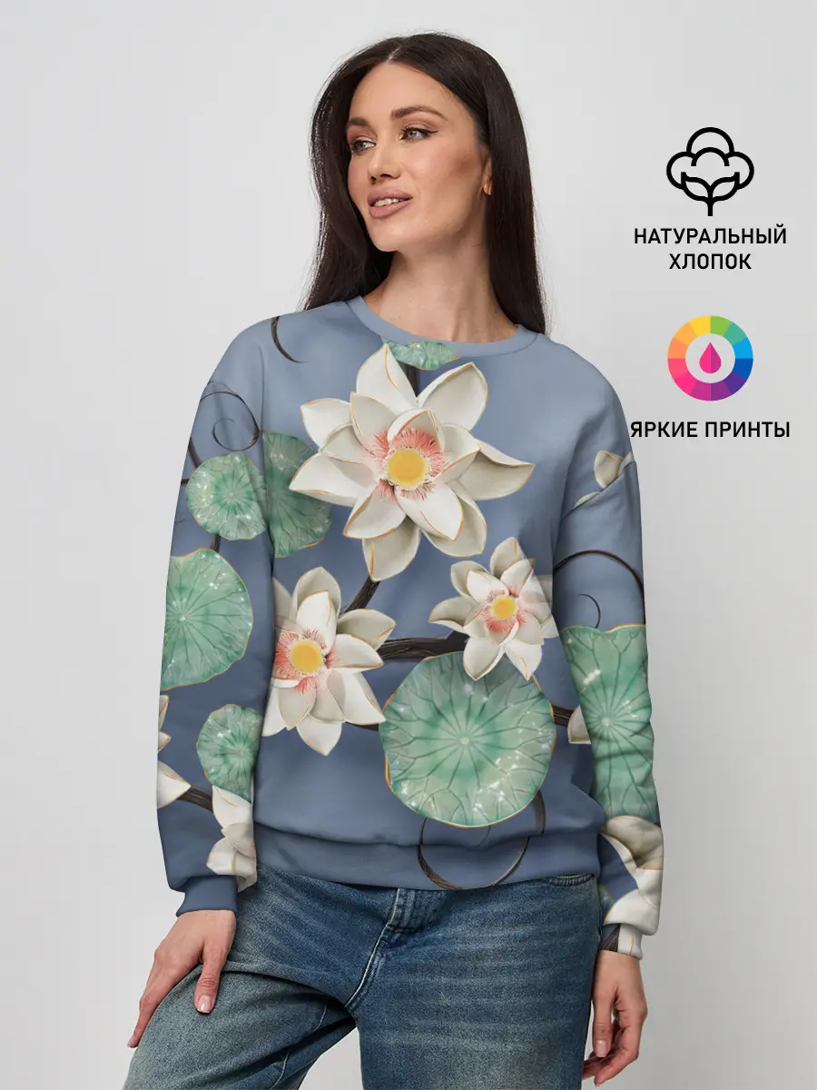 Женский свитшот / 3D стеклянные цветы