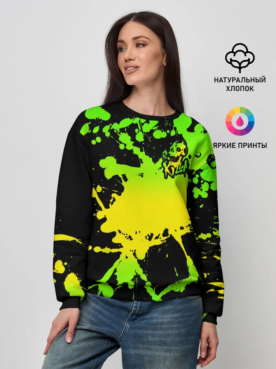 Женский свитшот / KILLA зеленые брызги