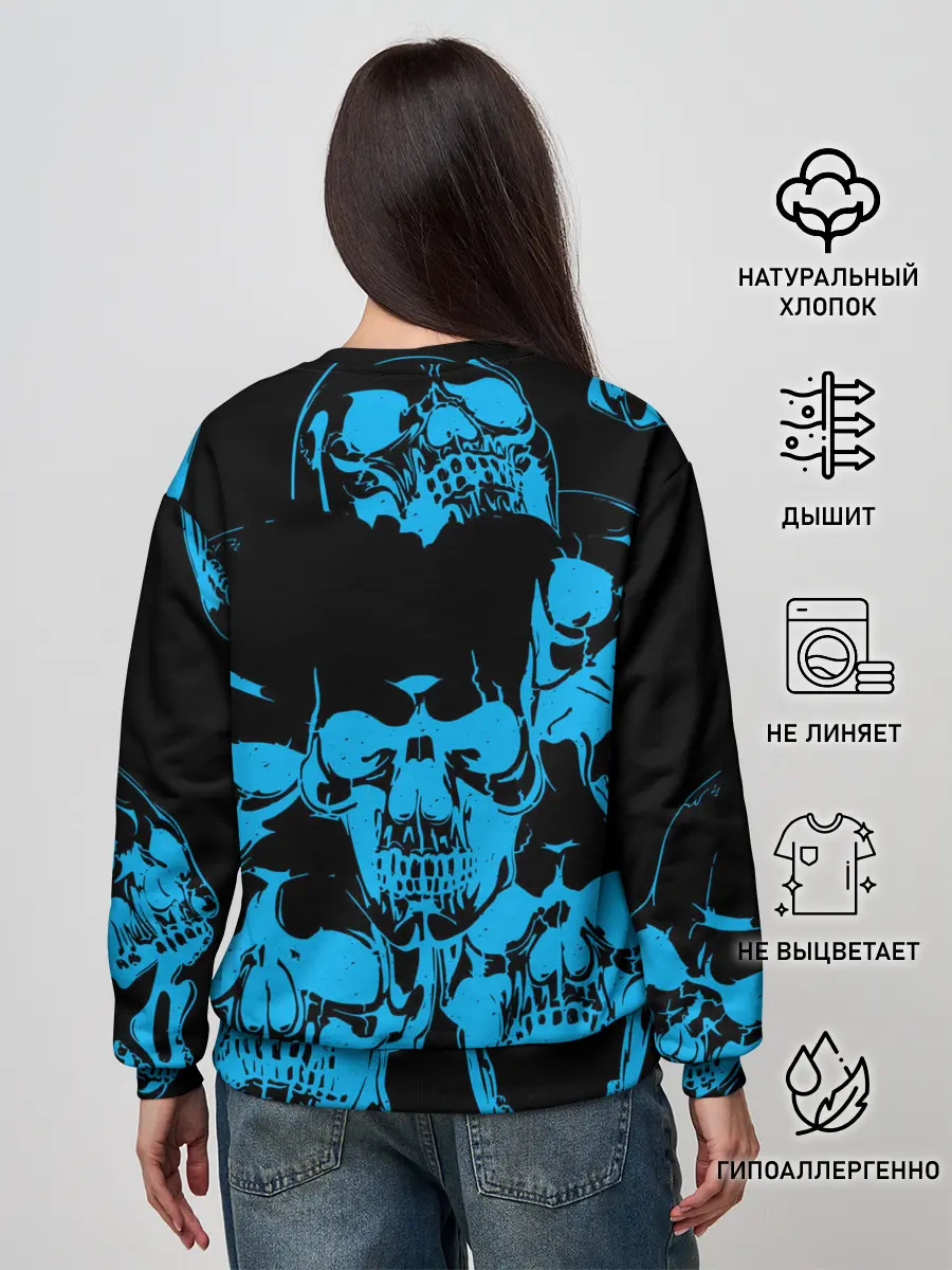 Женский свитшот / Ора Муда синие черепа