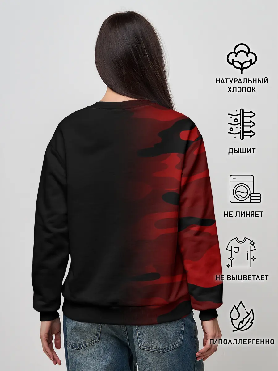 Женский свитшот / RED BLACK MILITARY CAMO | КРАСНЫЙ КАМУФЛЯЖ