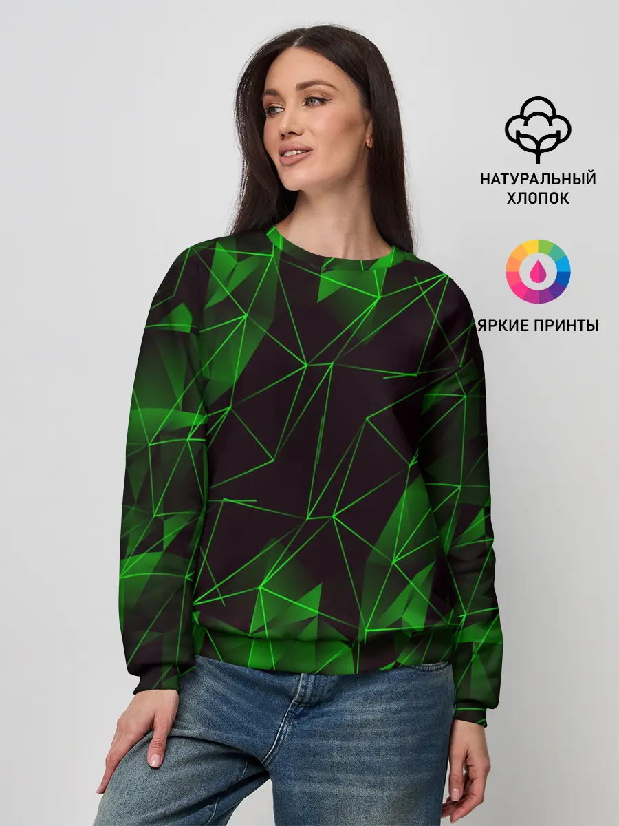 Женский свитшот / GREEN STRIPES | ЗЕЛЕНАЯ ГЕОМЕТРИЯ