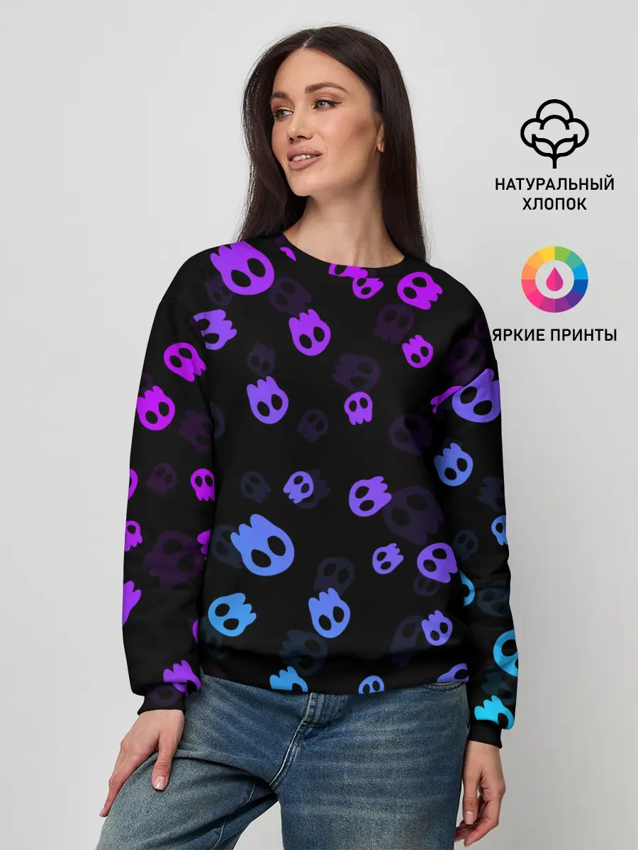 Женский свитшот / НЕОНОВЫЕ ЧЕРЕПА