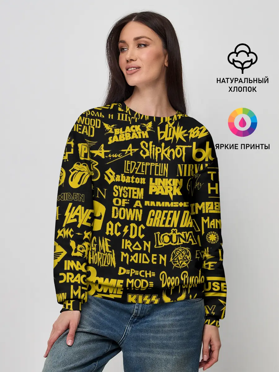 Женский свитшот / Логотипы рок групп GOLD