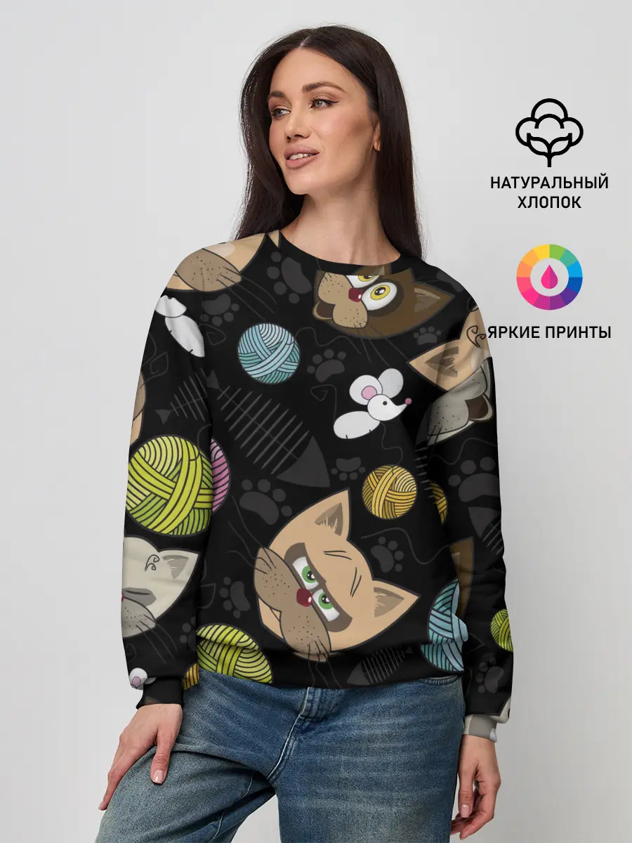 Женский свитшот / Злой кот.