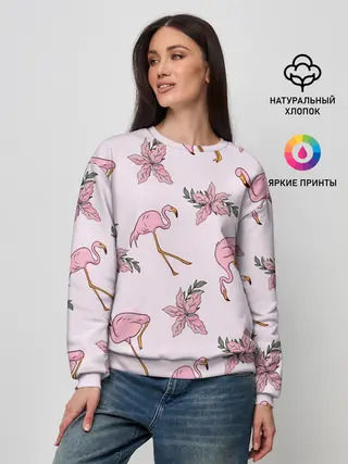 Женский свитшот / Розовый фламинго