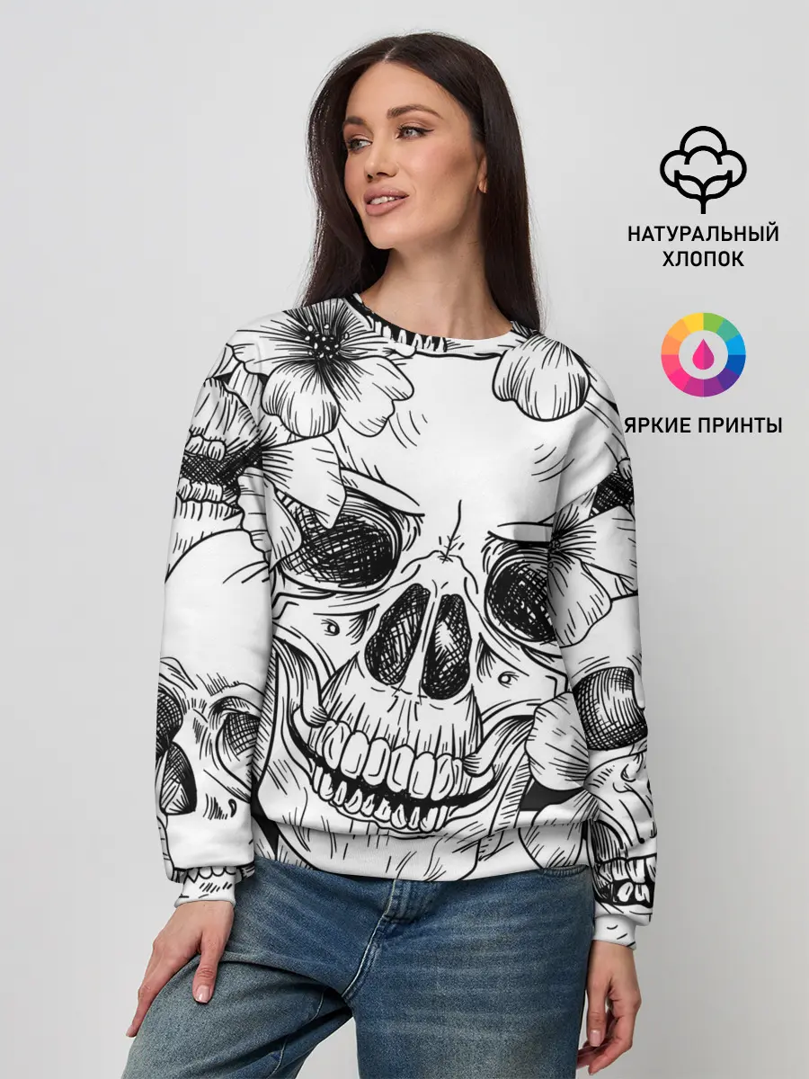 Женский свитшот / Цветочный череп
