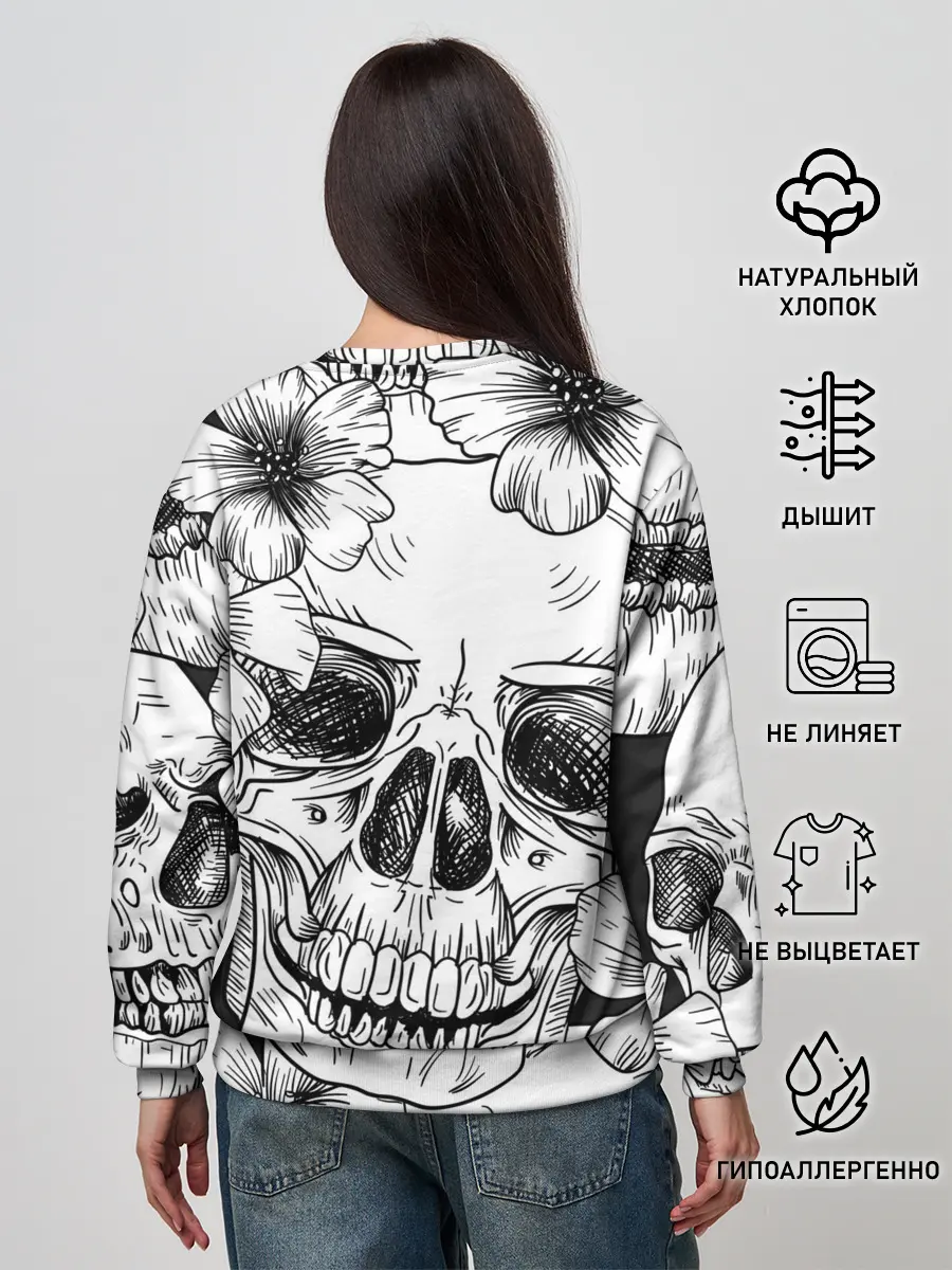 Женский свитшот / Цветочный череп